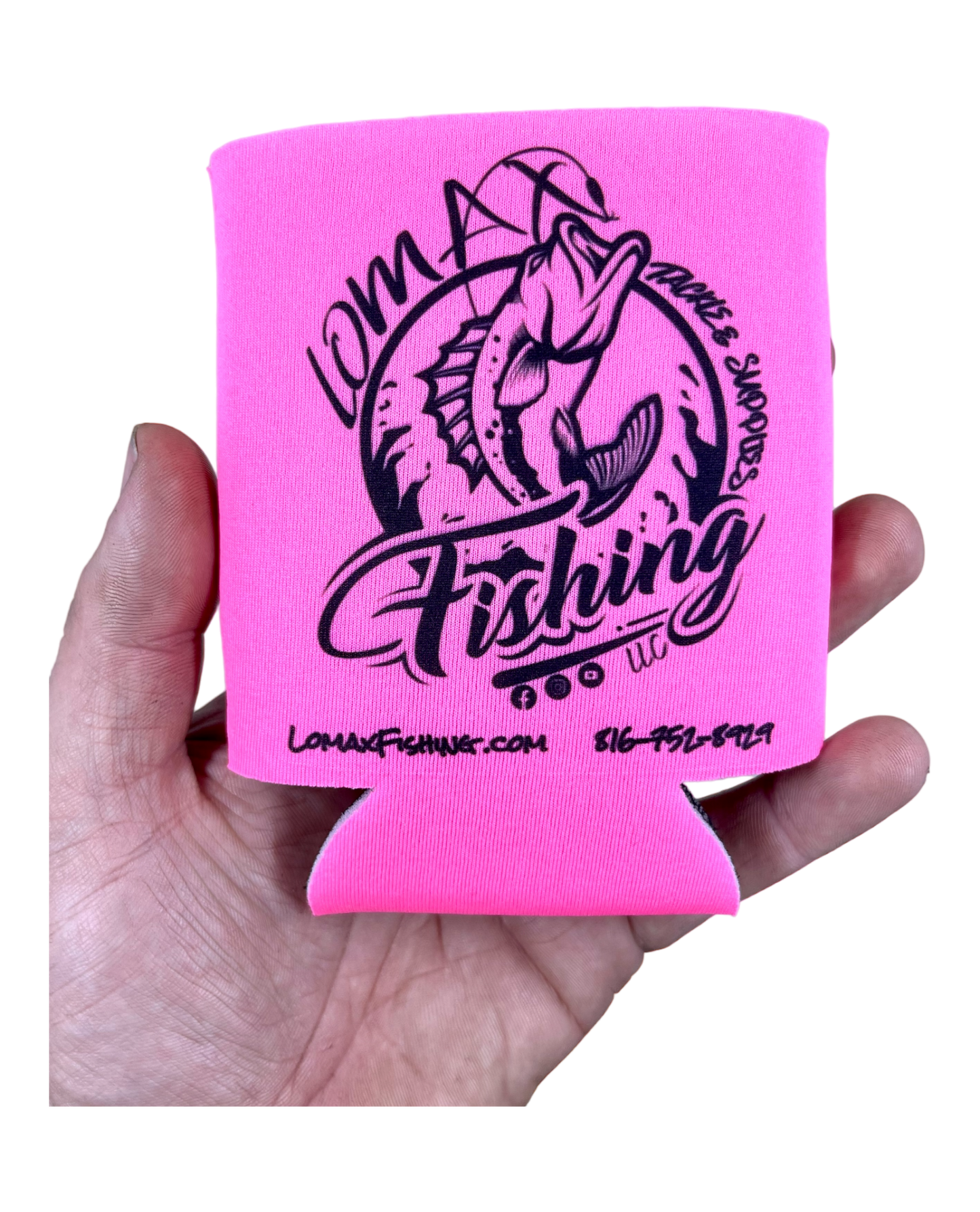 Pink/Blk Lomax Fishing Koozie