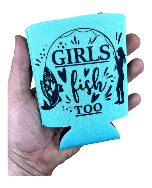 Blue Girls Fish To Koozie