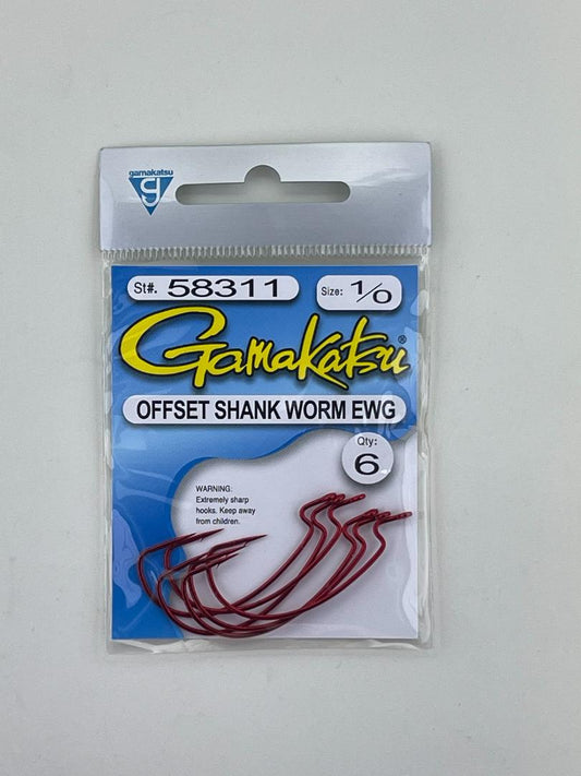 1/0 Gamakatsu Red Offset Shank Worm EWG