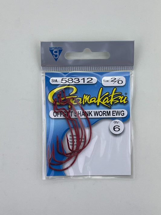 2/0 Gamakatsu Red Offset Shank Worm EWG